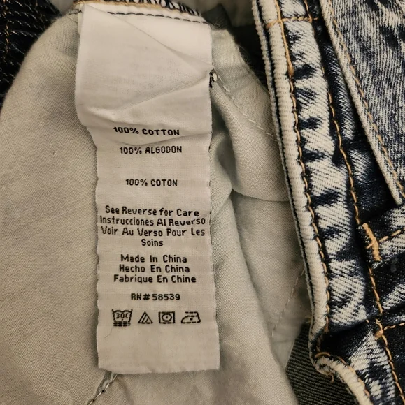 Denim Acid Wash Shorts Sz 26 Hi Waist/ Elastic On Back/ Front Tie/ Pockets - Picture 7 of 7